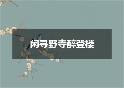 闲寻野寺醉登楼