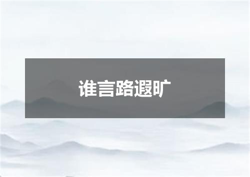 谁言路遐旷