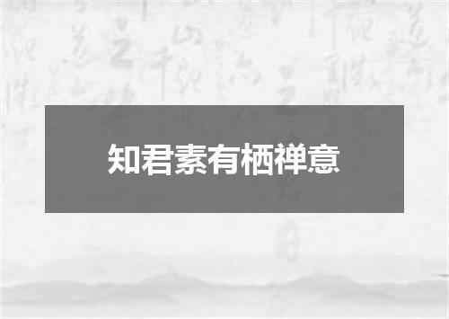 知君素有栖禅意