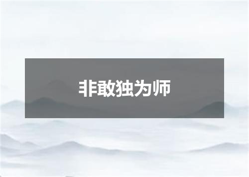 非敢独为师