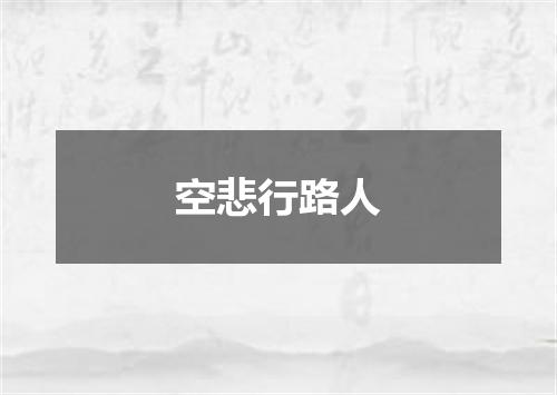 空悲行路人