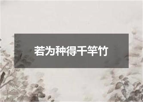 若为种得千竿竹