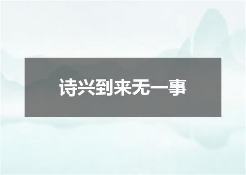 诗兴到来无一事