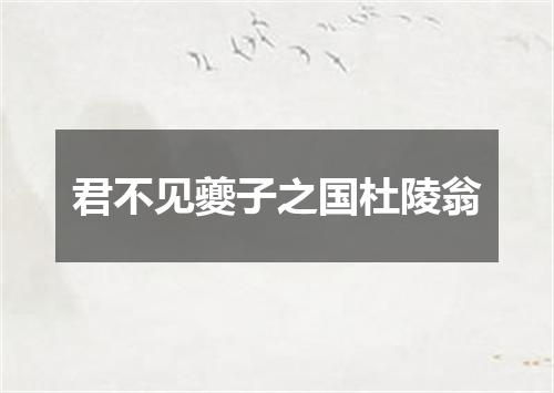 君不见夔子之国杜陵翁