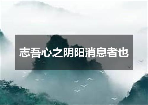 志吾心之阴阳消息者也