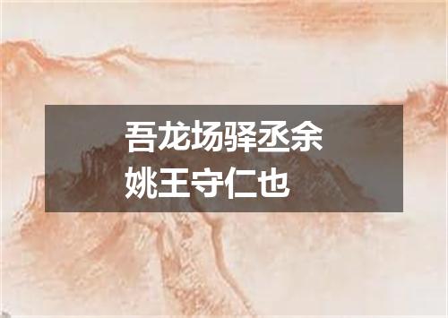 吾龙场驿丞余姚王守仁也
