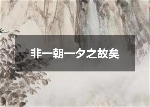 非一朝一夕之故矣