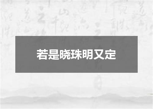 若是晓珠明又定