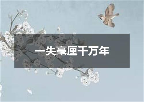 一失毫厘千万年