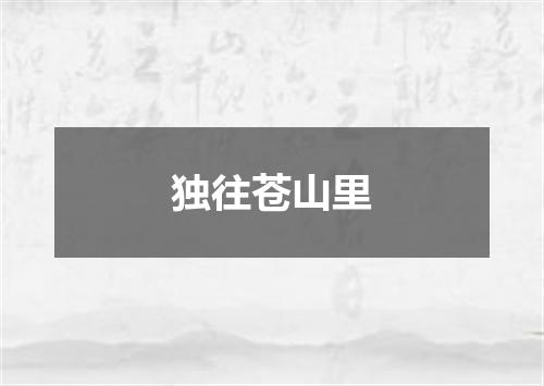 独往苍山里