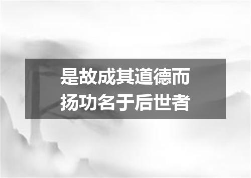 是故成其道德而扬功名于后世者