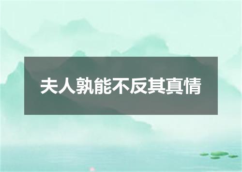 夫人孰能不反其真情