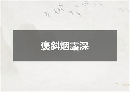 褒斜烟露深