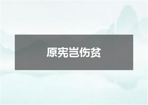 原宪岂伤贫