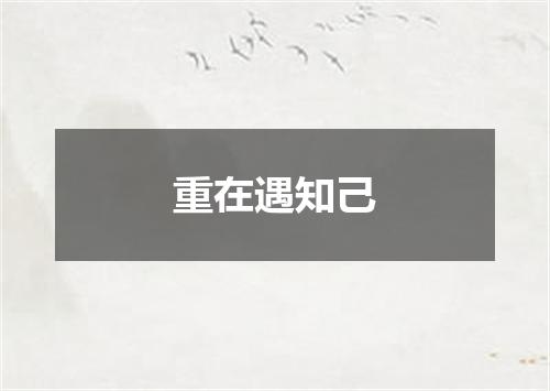 重在遇知己