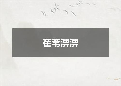萑苇淠淠