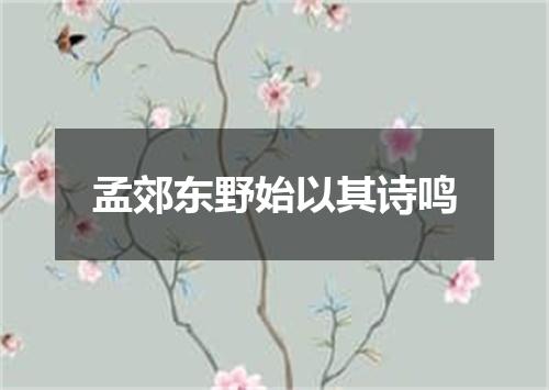 孟郊东野始以其诗鸣