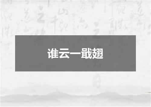 谁云一戢翅