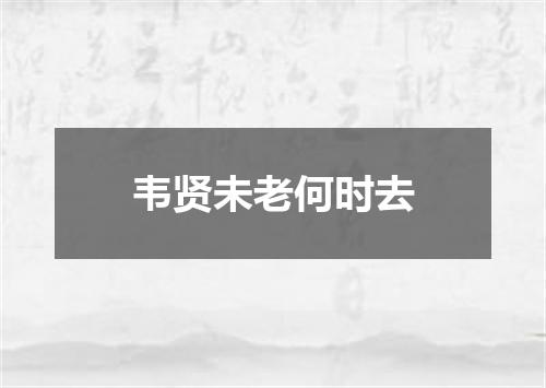 韦贤未老何时去