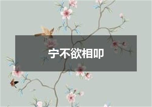 宁不欲相叩