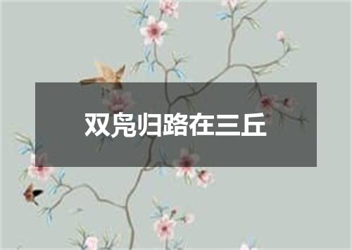 双凫归路在三丘