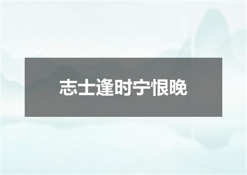 志士逢时宁恨晚