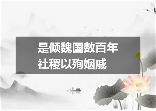 是倾魏国数百年社稷以殉姻戚