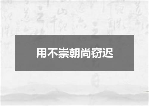 用不崇朝尚窃迟