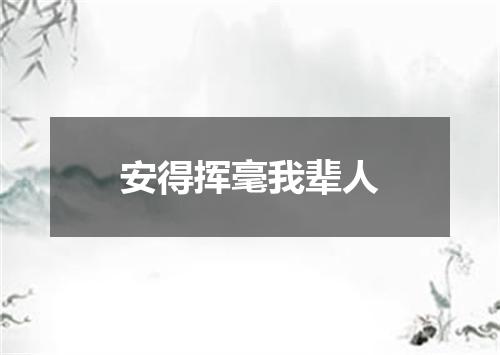 安得挥毫我辈人
