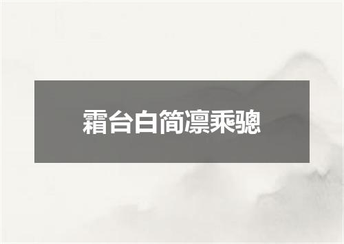 霜台白简凛乘骢