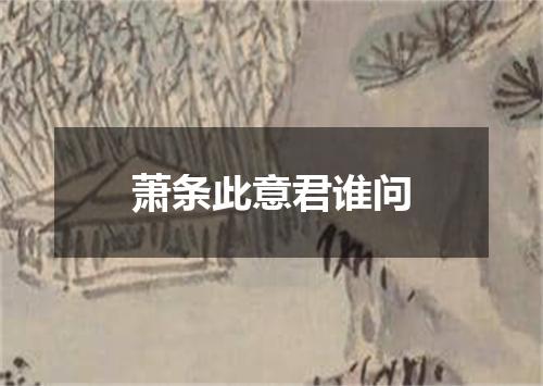 萧条此意君谁问