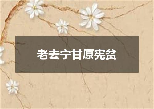 老去宁甘原宪贫