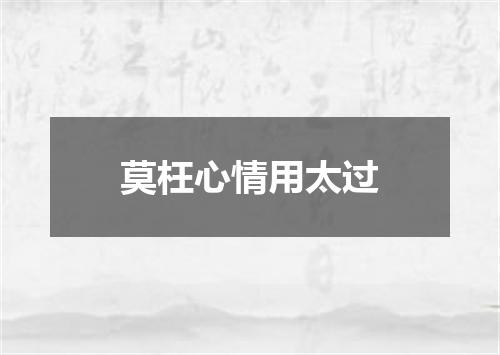 莫枉心情用太过