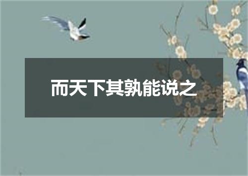 而天下其孰能说之