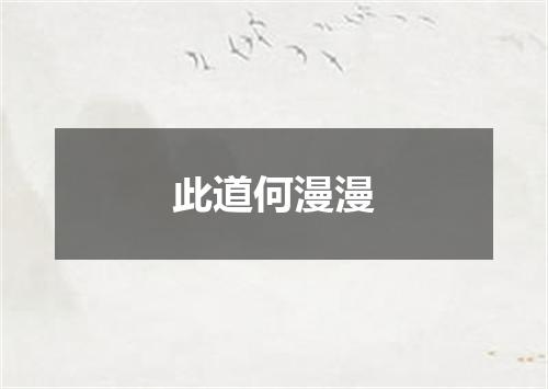 此道何漫漫