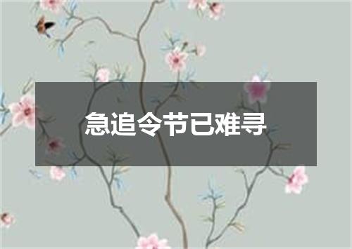 急追令节已难寻