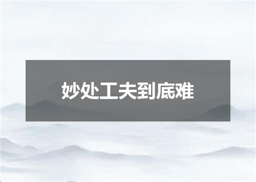 妙处工夫到底难