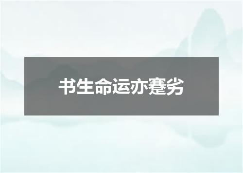 书生命运亦蹇劣