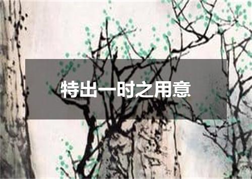 特出一时之用意