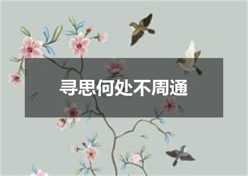 寻思何处不周通