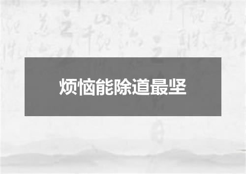 烦恼能除道最坚