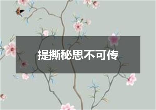 提撕秘思不可传