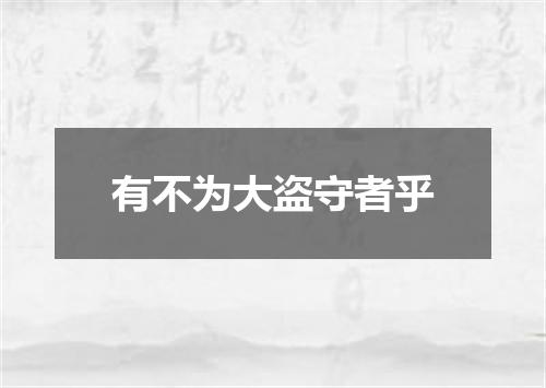 有不为大盗守者乎