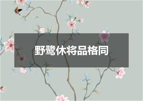 野鹭休将品格同