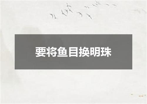 要将鱼目换明珠