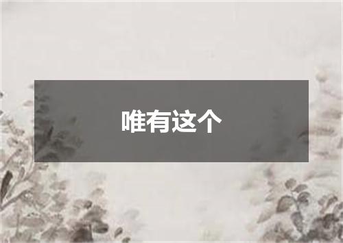 唯有这个