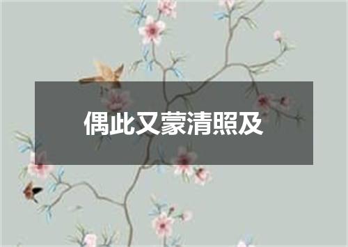 偶此又蒙清照及