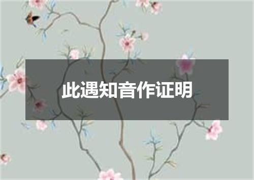 此遇知音作证明