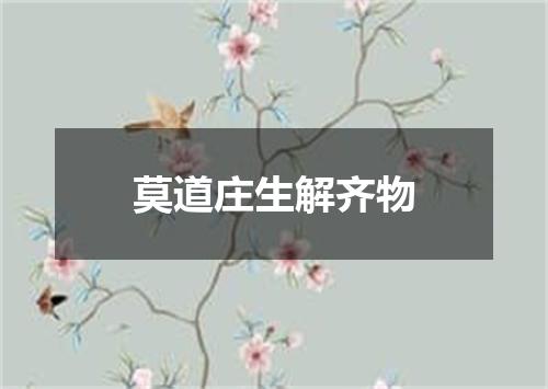 莫道庄生解齐物