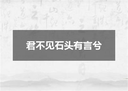 君不见石头有言兮